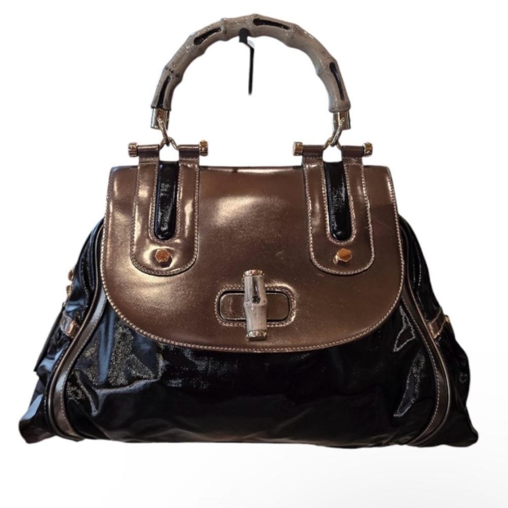 Gucci Black and Gold Satchel with Classic Design